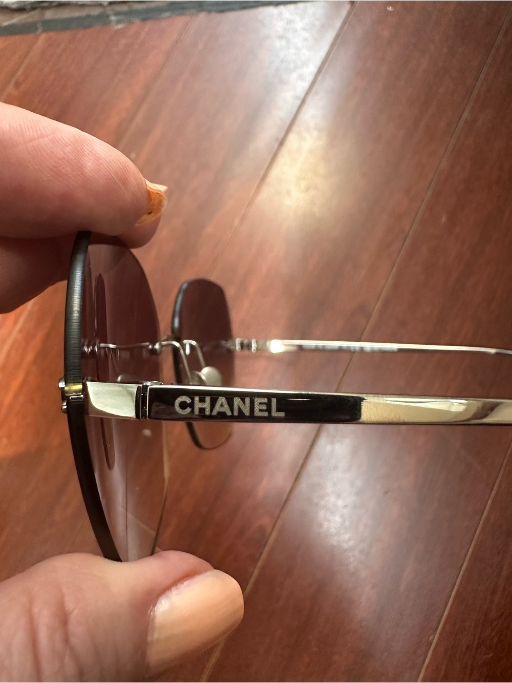 CHANEL Purple Gradient Rimless Sunglasses with Black Quilted Case - Picture 4 of 7